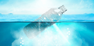 plastic bottle floating in ocean