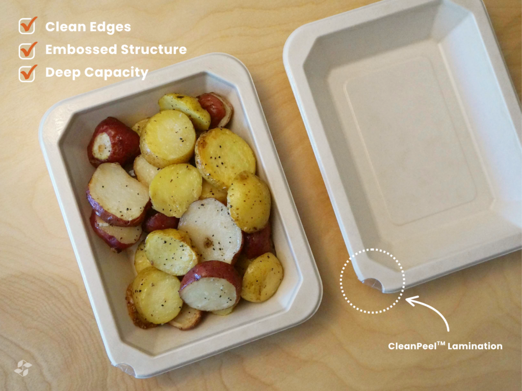top view of ecofibre container with potatoes